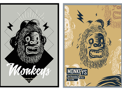 Poster Designs for "Monkeys" band design illustration monkey monkeys music poster poster art poster design rock band