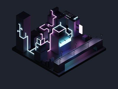 Weekly Render 4 - The city that will never sleep again. b3d blender illustration isometric low poly lowpoly