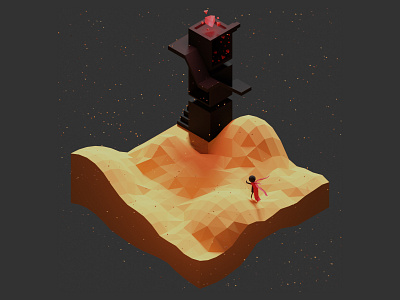 Mystery. b3d blender desert illustration isometric journey low poly lowpoly