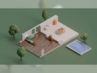 Reproduction of Ueno's Interview b3d blender illustration isometric low poly lowpoly