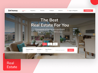 Real Estate Header landingpage realestate uiuxdesign webdesign website