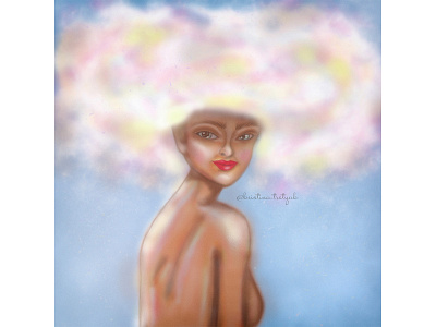 Head in the clouds art beaty cartoon clouds cozy design erotic eyes girl hair happy illustration lips person pink rainbow sky smile sweet woman