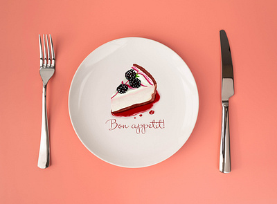 Bon appetit! branding cake cartoon cook cozy design dessert food illustration logo plate sketch sweet