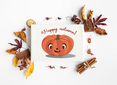 Happy pumpkin art autumn cartoon cozy design eyes happy holiday illustration pumpkin sketch vector