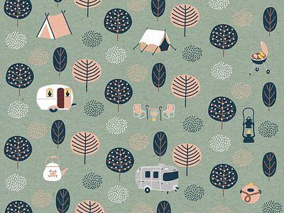 Offline is the new luxury camping cute illustration pattern seamless