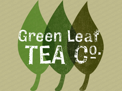 Green Leaf Tea Co. brown distressed green logo tea