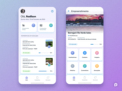 Water Inspection App app cards colorfull dashboard icons inspection mobile mobile ui purple purple gradient two tone uidesign uiux water