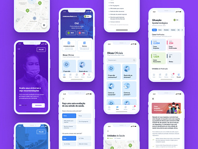 Brazil’s Official COVID-19 App brazil coronavirus covid covid 19 covid19 mobile mobile app onboarding pandemic purple ui uiux