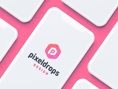 My Pixeldrops Brand brand design flat mockup pink pink logo pixeldrops