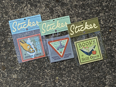 Stickers for Washing Hands, Drink Water and Books Still Open books design drink water illustration reading stickers wash hands