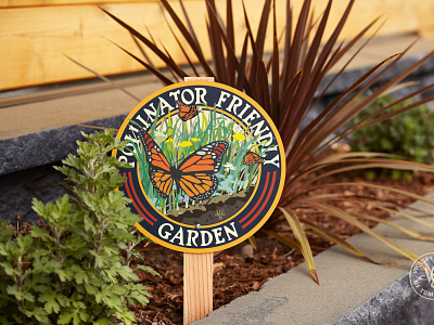 Butterfly Pollinator Friendly Garden Sign butterfly design garden sign illustration landscape outdoor graphics pesticide free pollinator yard sign