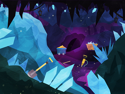 Crystal Cave art background art cave crystal fantasy game game background game design illustration landscape