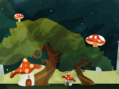 Forest art background game game art game background illustration mushroom tree
