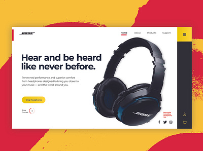 Bose bose clean headphone home page landing page music ui web web design