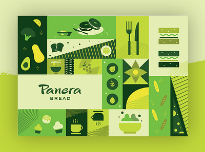 panera gift card design art collage design food gift card green health illustration illustrator minimal monochrome natural panera salad vector