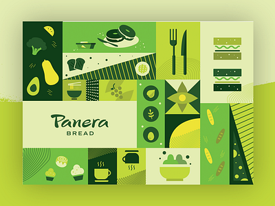 panera gift card design art collage design food gift card green health illustration illustrator minimal monochrome natural panera salad vector