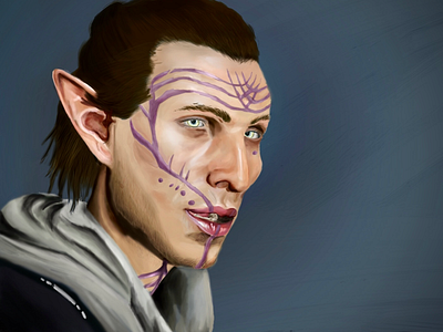 Elven Portrait art character character design design digital art elf game art illustration man paint painting photoshop portrait realism tattoos