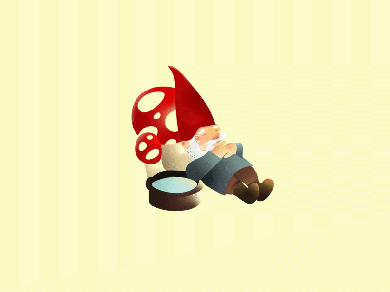 Gnome Nap 2danimation aftereffects animation animation 2d art character cute fantasy flat design flat illustration gnome illustration illustrator mushrooms napping sleep sleeping vector