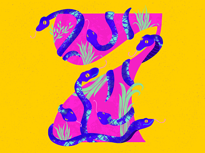 7 ~ Siete serpientes 36days 7 36daysoftype 36daysoftype08 7 lettering number procreate serpent snake