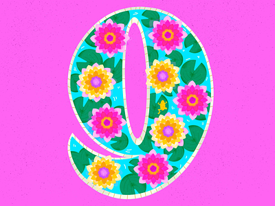 9 ~ Nueve nenúfares 36days-9 36daysoftype 36daysoftype08 9 illustration lettering lilypad procreate water lily