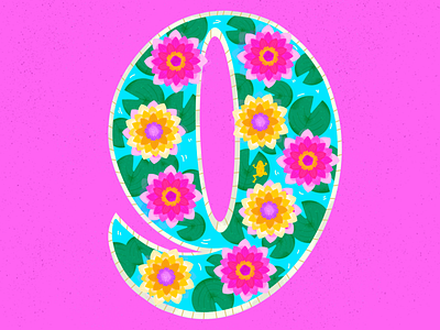 9 ~ Nueve nenúfares 36days 9 36daysoftype 36daysoftype08 9 illustration lettering lilypad procreate water lily