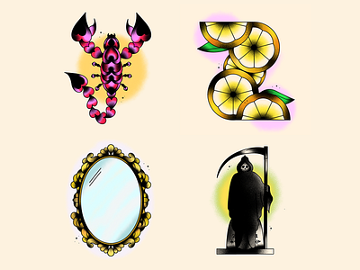 Y-1 for 36 Days of Type 2022 0 1 36daysoftype grim reaper lemon mirror scorpian scorpio tattoo inspired y z