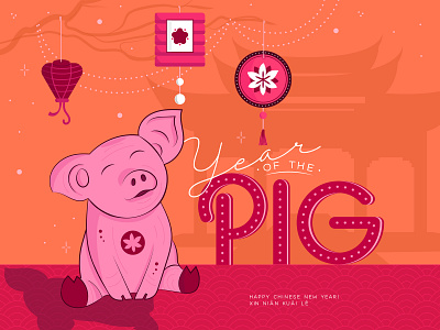 2019 - Year of the Pig chinese new year design illustration illustrator lettering pig