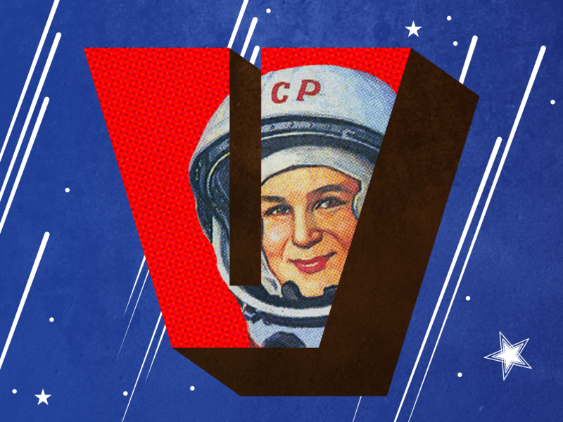 V ~ Valentina Tereshkova 36daysoftype 36daysoftype v dropcap fearless females lettering space v valentina tereshkova