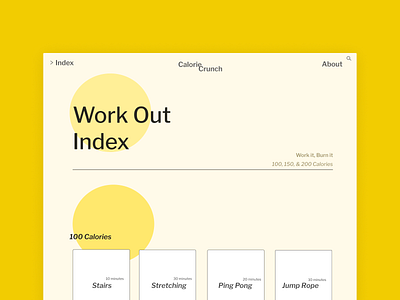 Calorie Crunch Workout Index branding design health ui ux web