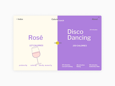 Calorie Crunch Rosé branding design drinks exercise illustration ui ux web