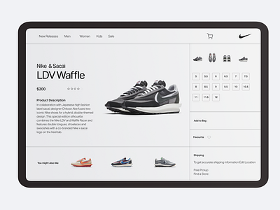 Nike & Sacai landing page 3d animation branding design graphic design illustration interaction logo minimal motion graphics nike shoe typography ui uidesigner uiux website