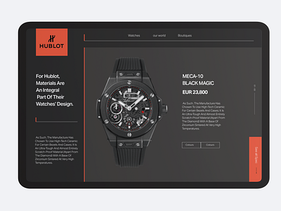 Hublot Landing Page 3d animation branding design graphic design illustration interaction logo minimal motion graphics typography ui uiux userepxerience website