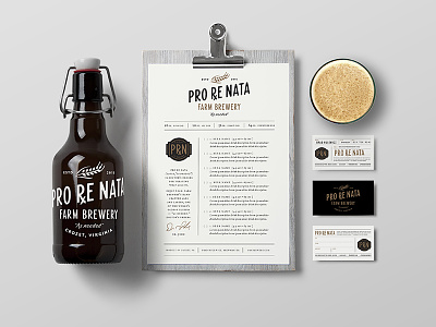 Pro Re Nata Farm Brewery beer branding menu