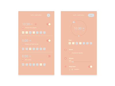 Music Player To Sleep - Daily UI 009 alarm app app concept app daily ui 009 dailyui design sleep timer ui