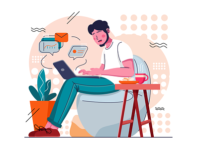 Work from home drawing illustration vector