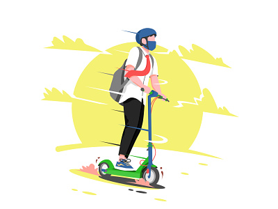 Man Riding an Electric Scooter affinity design design drawing illustration vector