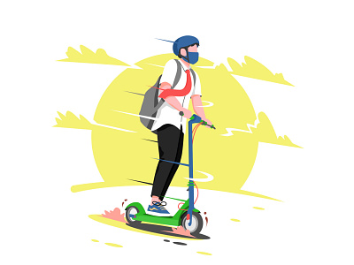 Man Riding an Electric Scooter