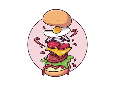 Levitating Burger 🍔🍔😋 affinity design burger drawing food food illustration illustration vector