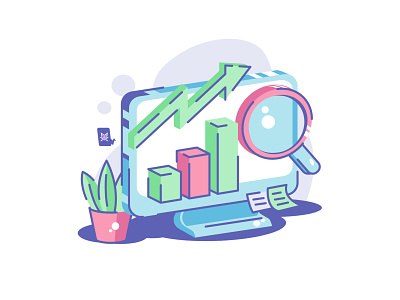 Marketing diagram and analytic on computer affinity design app design drawing icon illustration marketing ui ux vector