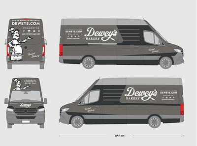Dewey's Bakery Sprinter Van Concept bakery packaging packaging design specialty food vehicle wrap vintage