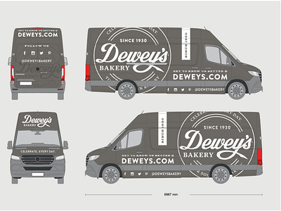 Dewey's Bakery Sprinter Van Concept bakery food packaging packaging design specialty food vehicle wrap vintage