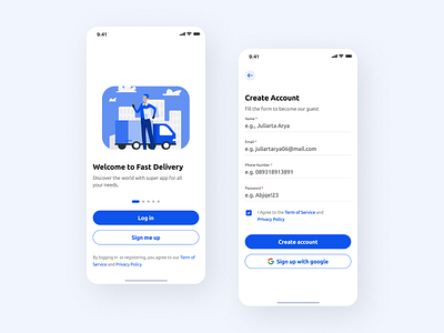 Sign Up - Fast Delivery App app design illustration typography ui ui ux ux