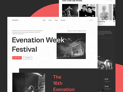 Evenation - Art & Concert Fest Landing Page app design typography ui ui ux ux