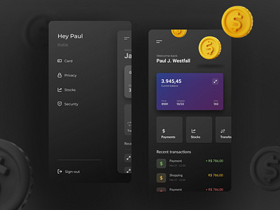 Dark Banking Mobile App app design ui