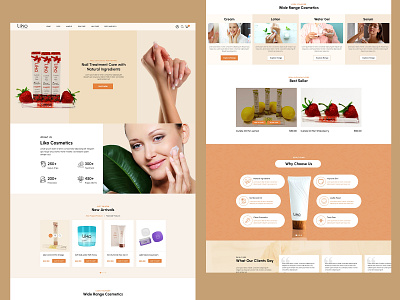 Landing page design for beauty products beauty products homepage design landing page design mockup design skin cream ui