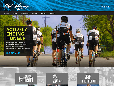 WIP Out Hunger Website blue cycling green hunger non-profit sports website