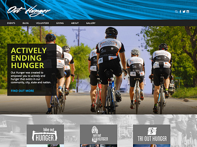 WIP Out Hunger Website blue cycling green hunger non profit sports website