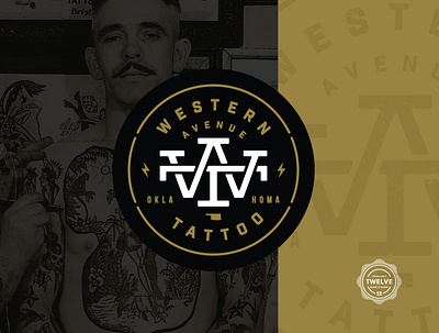 Western Ave. Tattoo (1/3) badge branding crest design identity lockup logo monogram thicklines type