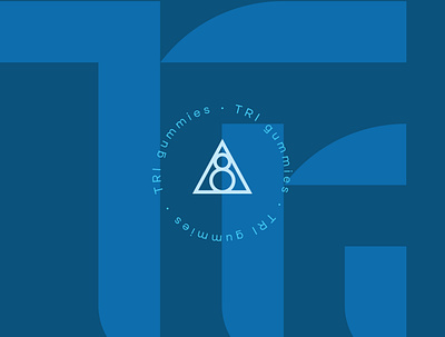 TRI Gummies Branding badge blue branding geometric identity lockup packaging