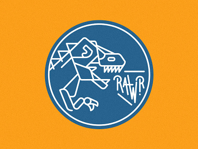 RAWRS animal blue dinosaur illustration orange thicklines trex